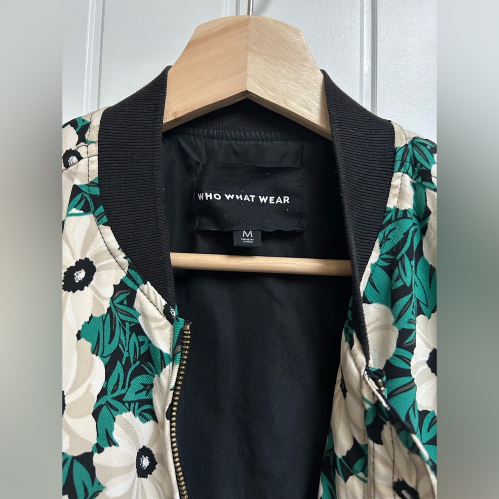 Who What Wear Green Floral Bomber Jacket - Picture 5 of 5